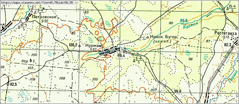 Топографическая карта горномарийского района