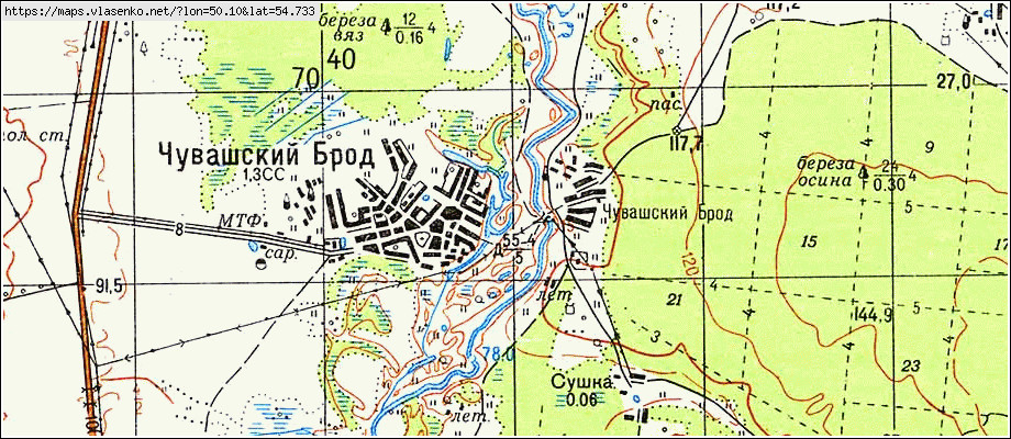 Топографическая карта чувашии 1936 года