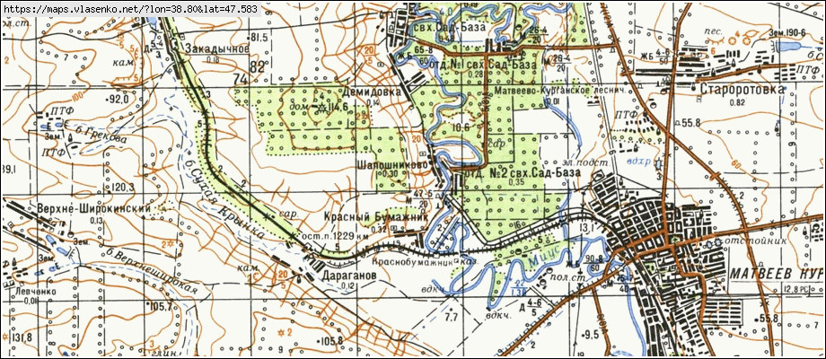 Карта матвеев курган спутник