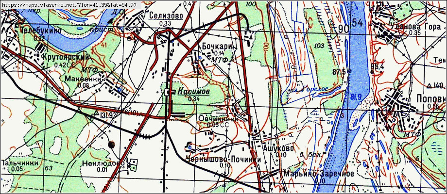 Щербатовка касимовский район карта