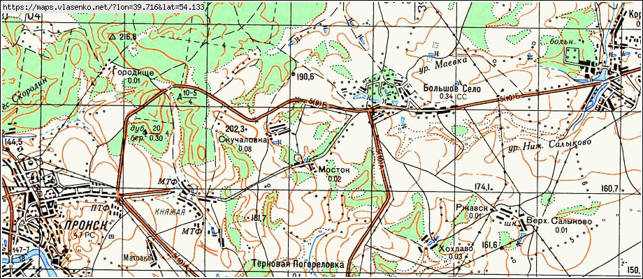 Карта рязанской области пронский район