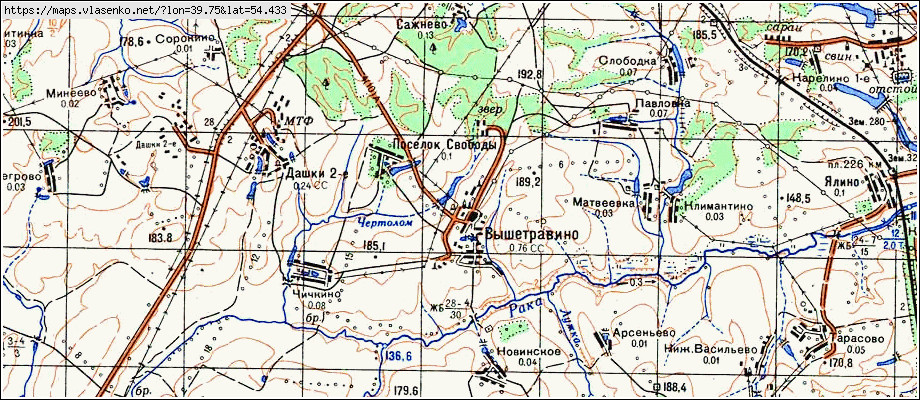 Рязанская область вышетравино карта