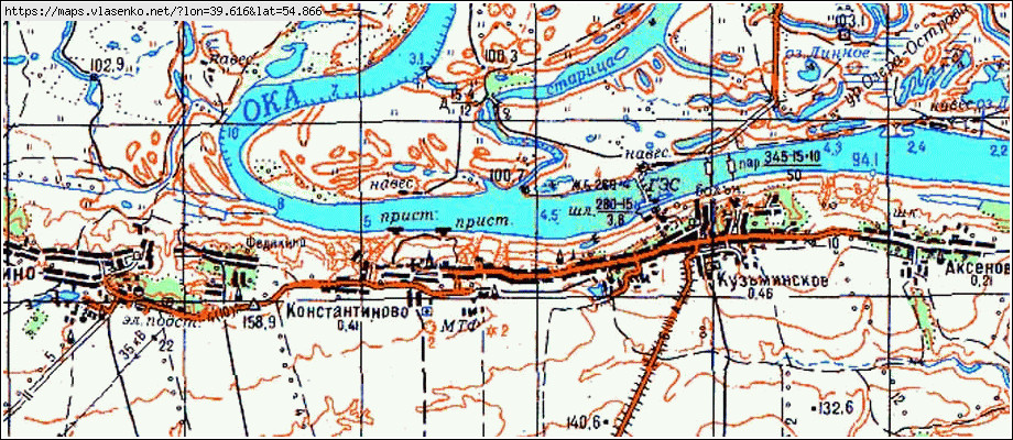 Константиново на оке карта