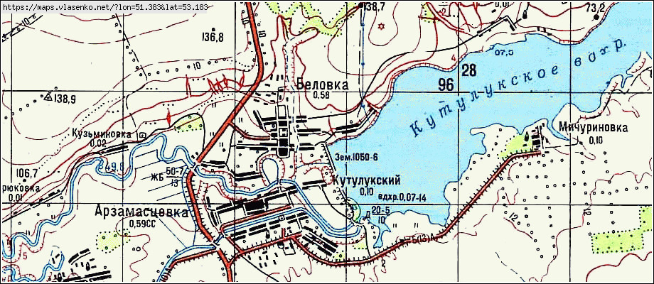 Карта глубин кутулукского водохранилища