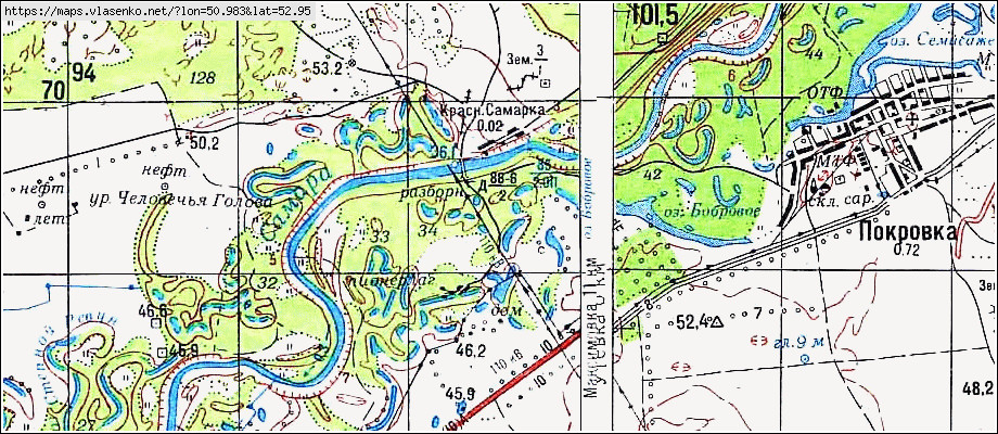 Карта реки самарка