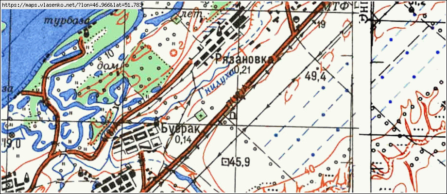 Карта РЯЗАНОВКА, Саратовская область, Марксовский район