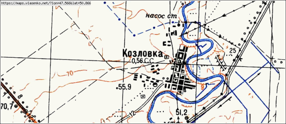 Карта КОЗЛОВКА, Саратовская область, Питерский район