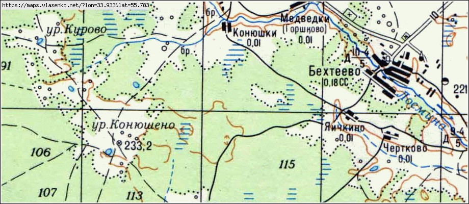 Карта сычевского района смоленской области с деревнями 1939 года