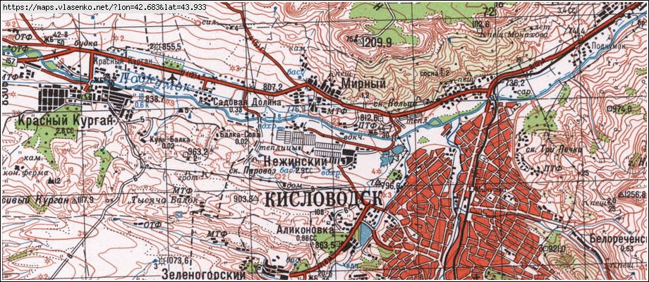 Поселок нежинский кисловодск карта