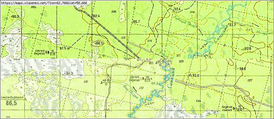 Карта БАКАРЮКА, Свердловская область, Алапаевский район