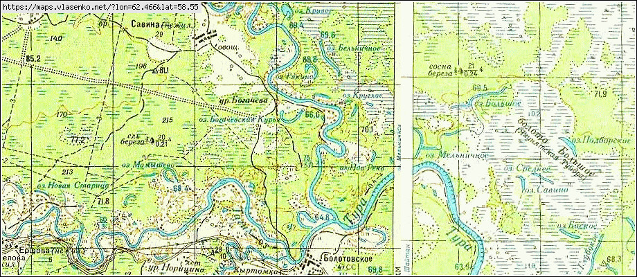 Карта БОЛОТОВСКОЕ, Свердловская область, Алапаевский район