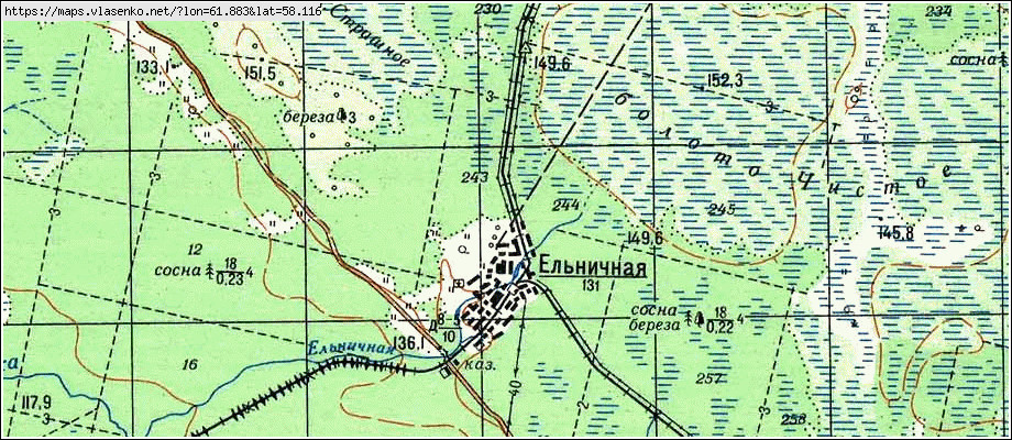 Карта ЕЛЬНИЧНАЯ, Свердловская область, Алапаевский район