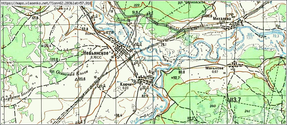 Карта КЛЮЧИ, Свердловская область, Алапаевский район