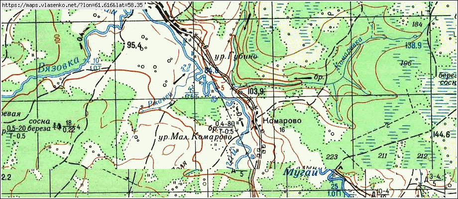 Карта КОМАРОВО, Свердловская область, Алапаевский район