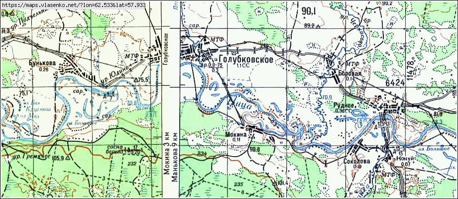 Карта МОКИНА, Свердловская область, Алапаевский район