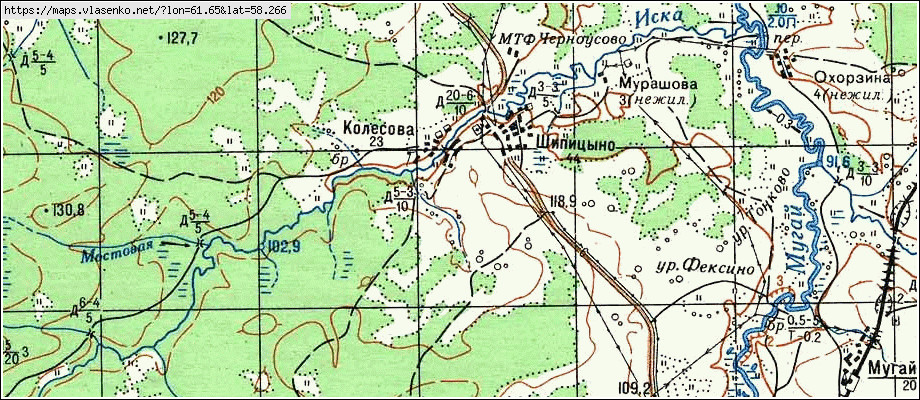 Карта ШИПИЦЫНО, Свердловская область, Алапаевский район