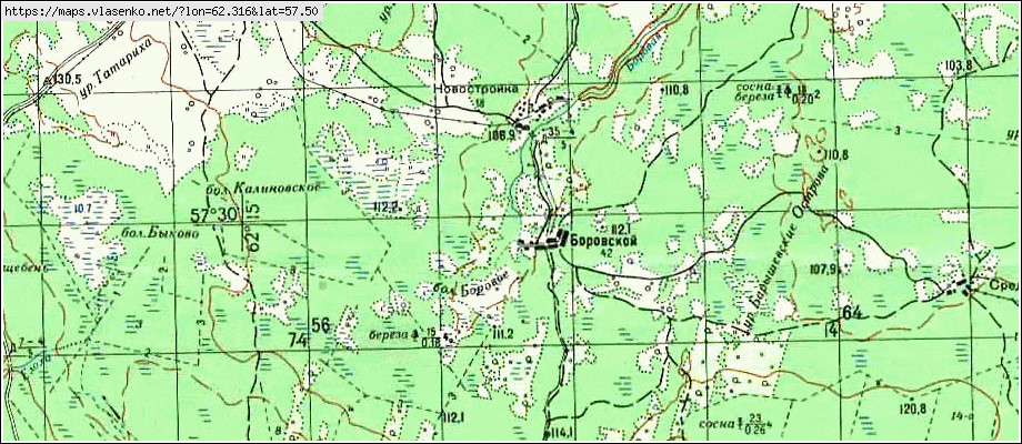 Карта БОРОВСКОЙ, Свердловская область, Артемовский район