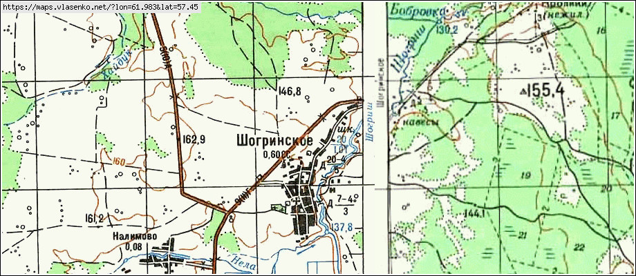 Карта ШОГРИНСКОЕ, Свердловская область, Артемовский район