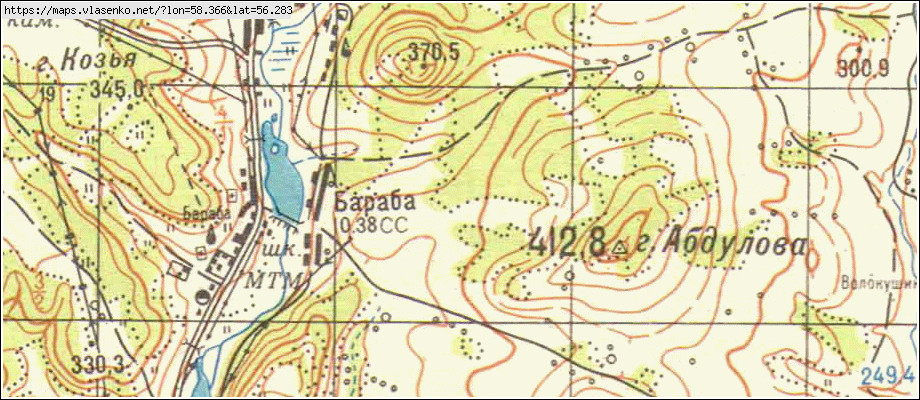 Карта БАРАБА, Свердловская область, Артинский район