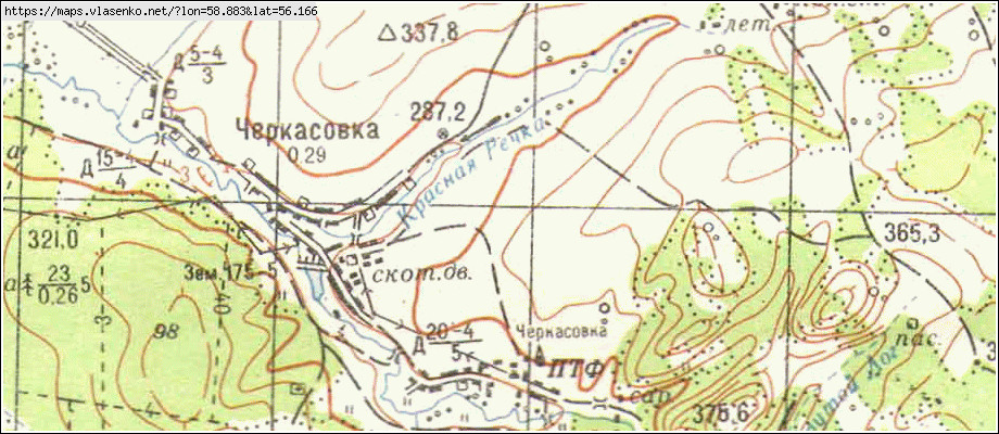Карта ЧЕРКАСОВКА, Свердловская область, Артинский район