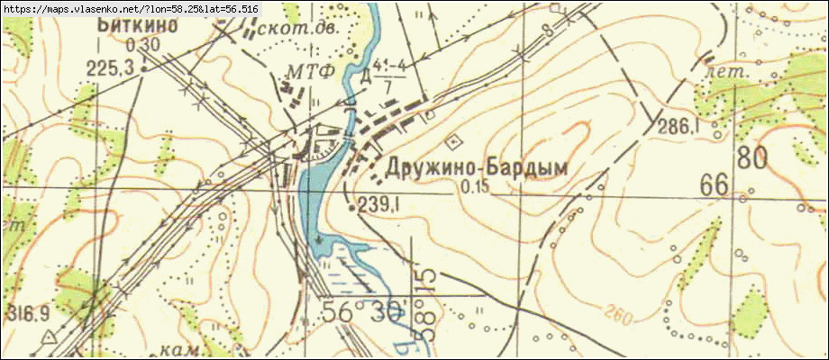 Карта ДРУЖИНО-БАРДЫМ, Свердловская область, Артинский район