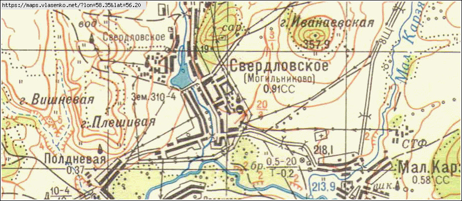 Карта СВЕРДЛОВСКОЕ, Свердловская область, Артинский район