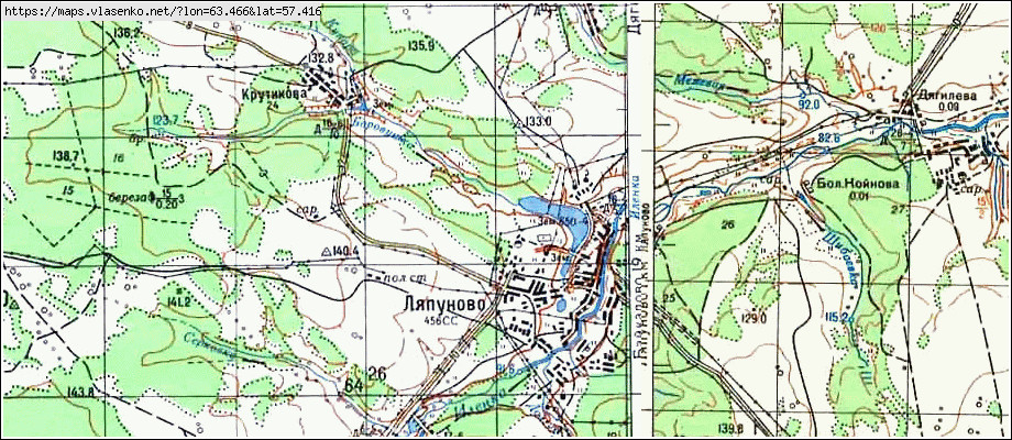 Карта ЛЯПУНОВА, Свердловская область, Байкаловский район