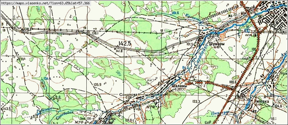 Карта ШАЛАМЫ, Свердловская область, Байкаловский район