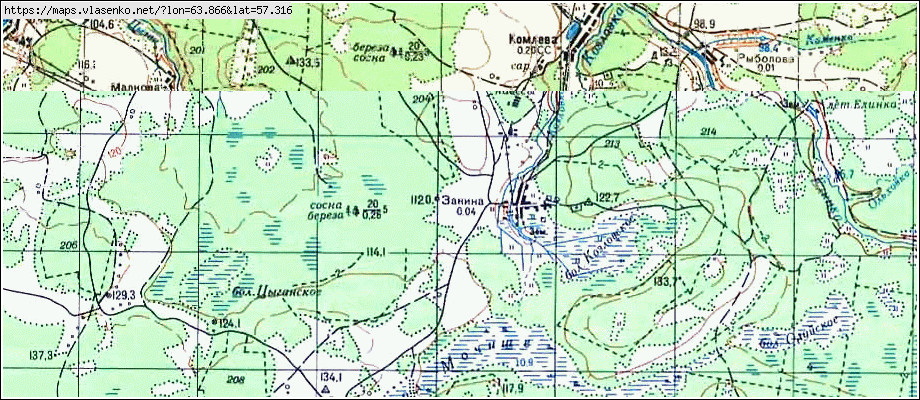 Карта ЗАНИНА, Свердловская область, Байкаловский район