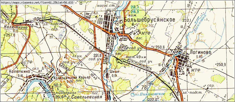 Карта БОЛЬШЕБРУСЯНСКОЕ, Свердловская область, Белоярский район