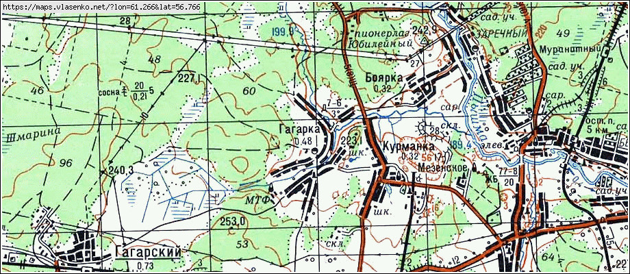 Карта ГАГАРКА, Свердловская область, Белоярский район