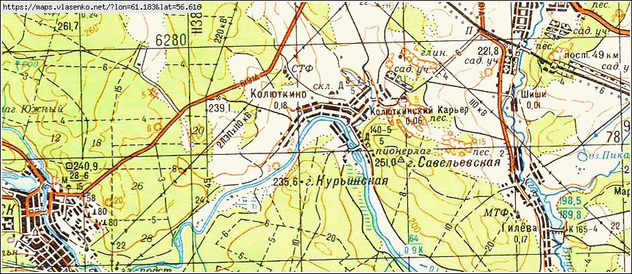Карта КОЛЮТКИНО, Свердловская область, Белоярский район