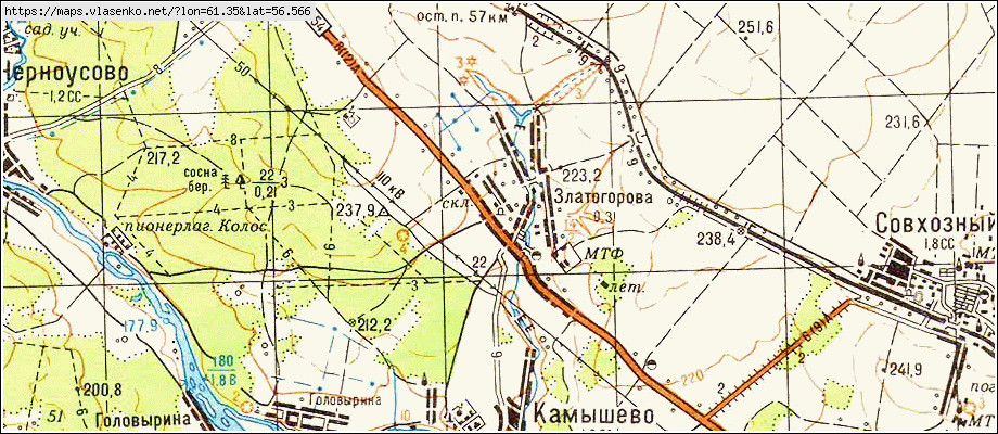Карта ЗЛАТОГОРОВА, Свердловская область, Белоярский район