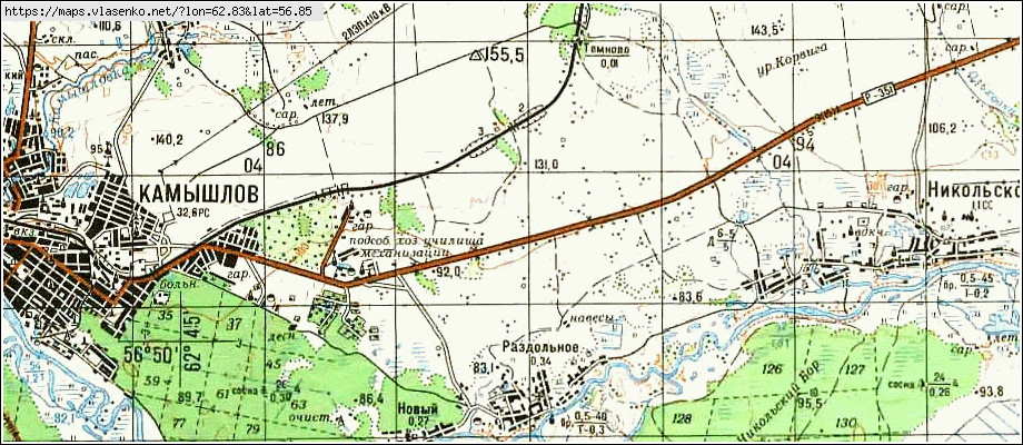 Карта КАШИНА, Свердловская область, Богдановичский район