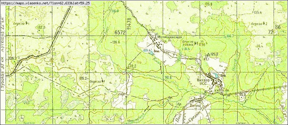 Карта МОЧИЩЕНСКАЯ, Свердловская область, Гаринский район