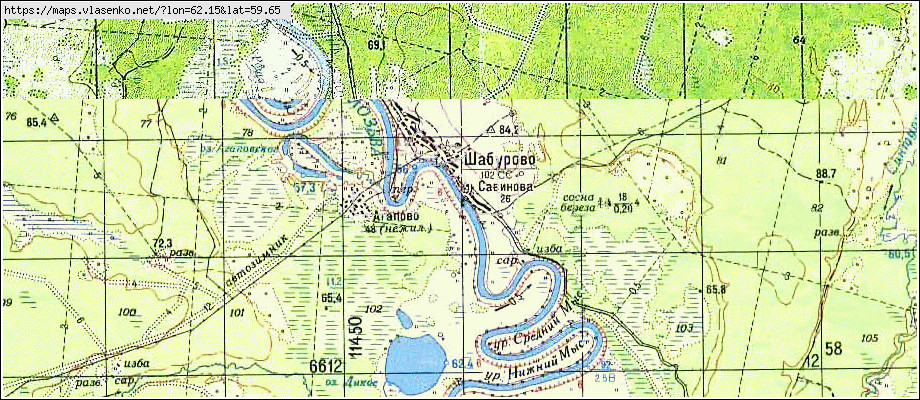 Карта ШАБУРОВО, Свердловская область, Гаринский район