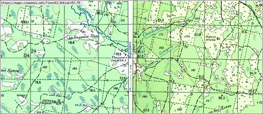 Карта БЕРДЮГИНА, Свердловская область, Ирбитский район