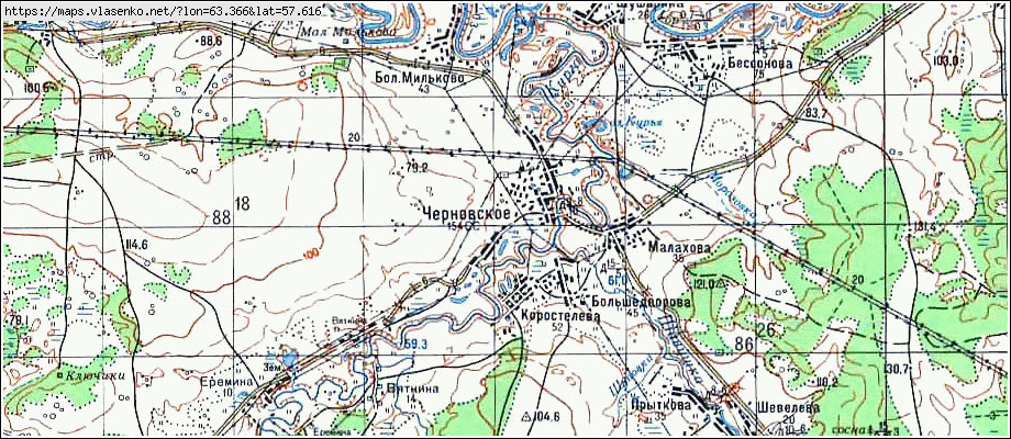 Карта ЧЕРНОВСКОЕ, Свердловская область, Ирбитский район