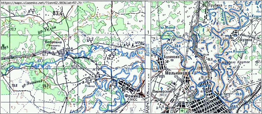 Карта ФОМИНА, Свердловская область, Ирбитский район