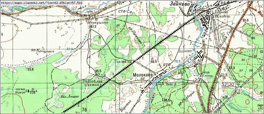 Карта МОЛОКОВО, Свердловская область, Ирбитский район