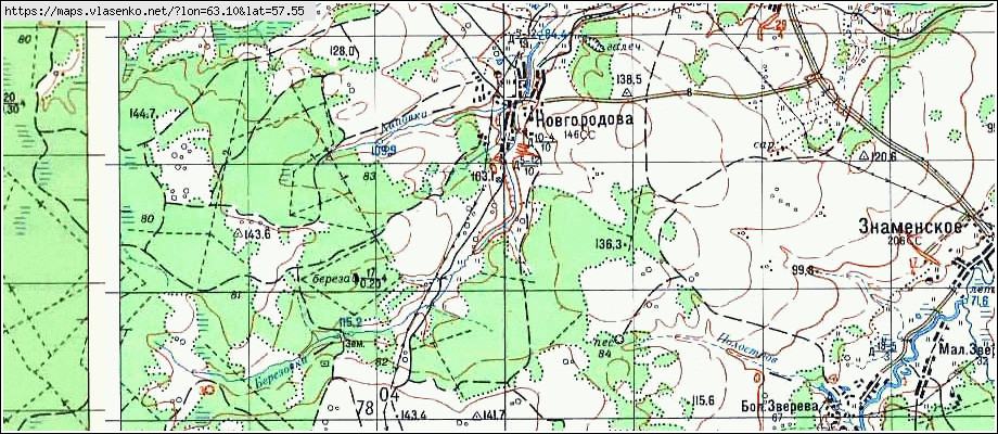 Карта НОВГОРОДОВА, Свердловская область, Ирбитский район