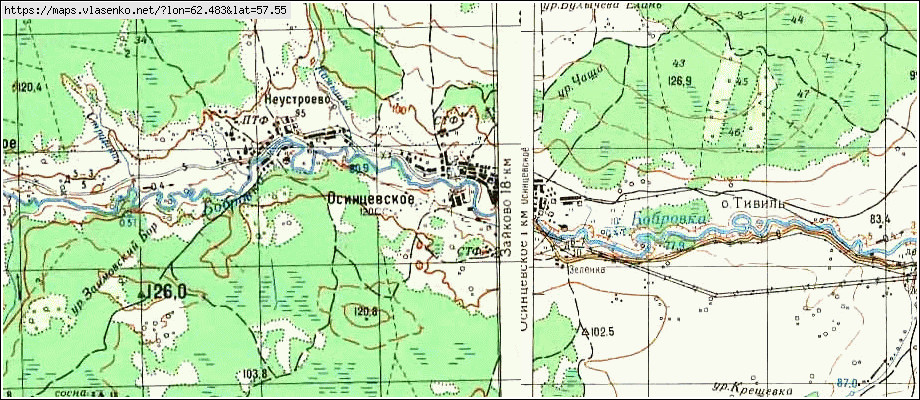 Карта ОСИНЦЕВСКОЕ, Свердловская область, Ирбитский район