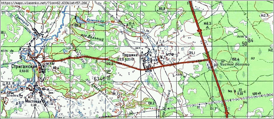 Карта ПЕРШИНА, Свердловская область, Ирбитский район