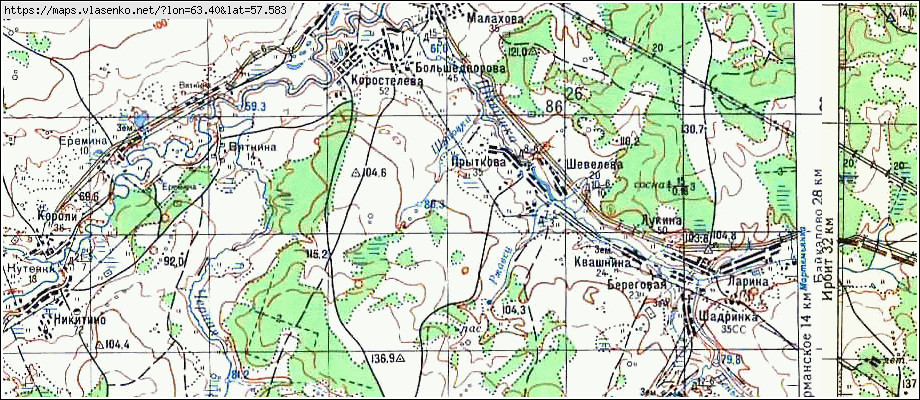 Карта ПРЫТКОВА, Свердловская область, Ирбитский район