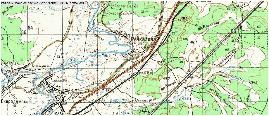 Карта РЕЧКАЛОВА, Свердловская область, Ирбитский район