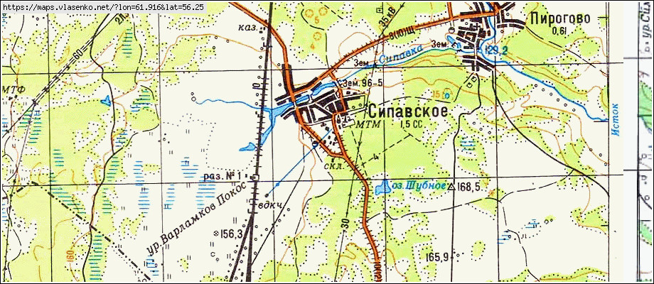 Карта СИПАВСКОЕ, Свердловская область, Каменский район