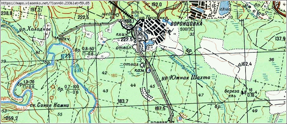 Карта ВОРОНЦОВКА, Свердловская область, Каменский район