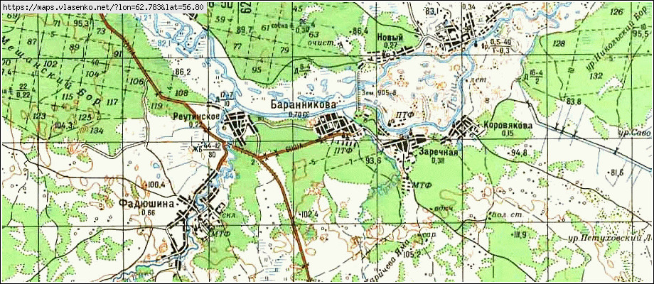 Карта БАРАННИКОВА, Свердловская область, Камышловский район