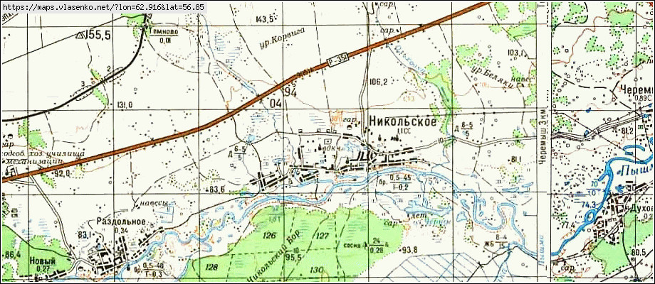 Карта НИКОЛЬСКОЕ, Свердловская область, Камышловский район