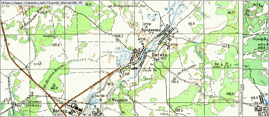 Карта ОЖГИХА, Свердловская область, Камышловский район
